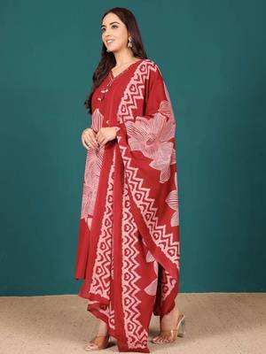 Women Ethnic Motifs Printed Regular Thread Work Kurta with Trousers & With Dupatta 6