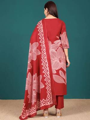 Women Ethnic Motifs Printed Regular Thread Work Kurta with Trousers & With Dupatta 7