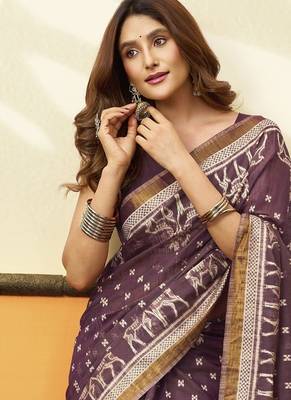 Mauve soft cotton jacquard woven with jhallar saree collection 3