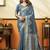Steel blue soft cotton jacquard woven with jhallar saree collection