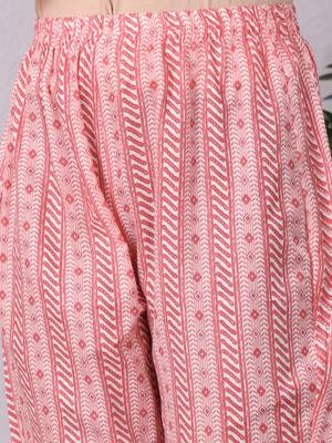 Floral Printed Round Neck Pure Cotton Straight Kurta With Trouser & Dupatta 7