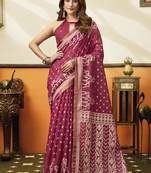 Pink soft cotton jacquard woven with jhallar saree collection