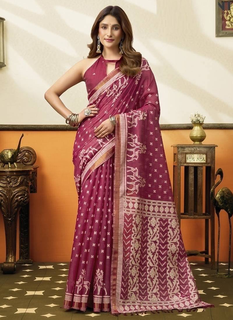 Pink soft cotton jacquard woven with jhallar saree collection