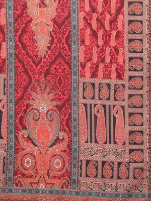 Rust Paisley Printed Mandarin Collar Straight Kurta With Trousers & Dupatta 4