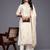 Off White Striped Regular Thread Work Kurta With Trouser With Dupatta
