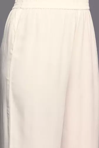 Off White Striped Regular Thread Work Kurta With Trouser With Dupatta