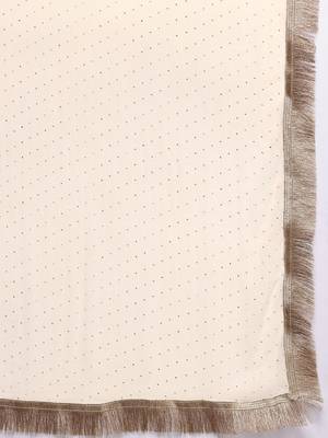Off White Striped Regular Thread Work Kurta With Trouser With Dupatta 4