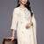 Off White Striped Regular Thread Work Kurta With Trouser With Dupatta