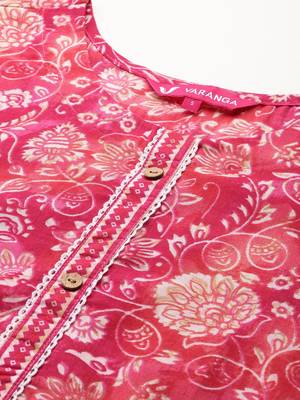 Floral Printed Regular Pure Cotton Kurta with Trousers & Dupatta 2