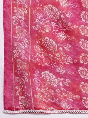 Floral Printed Regular Pure Cotton Kurta with Trousers & Dupatta 4