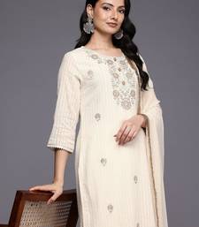 Floral Embroidered Zari Kurta With Palazzos & Dupatta