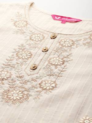 Floral Embroidered Zari Kurta With Palazzos & Dupatta 3