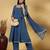 Women Panelled Thread Work Anarkali Republic Day Kurta with Palazzos & Fringed Dupatta
