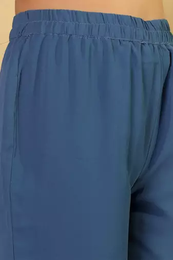 Women Panelled Thread Work Anarkali Republic Day Kurta with Palazzos & Fringed Dupatta