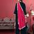 Navy Blue Flared Sleeves Lace Velvet Empire Kurta with Trousers & Dupatta
