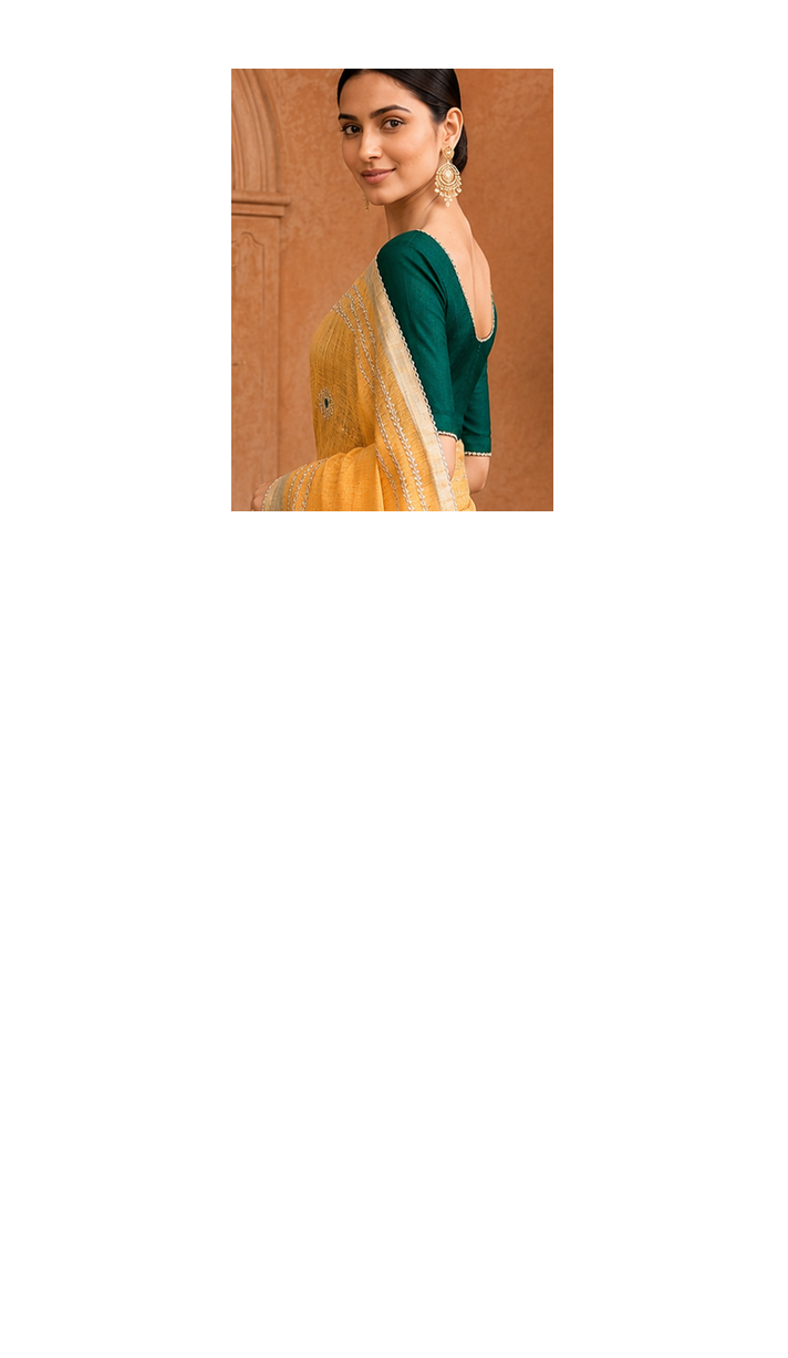 Yellow Embroidery Thread And Beats Work Design Fabric Soft Linen Saree With Unstitched Blouse 4