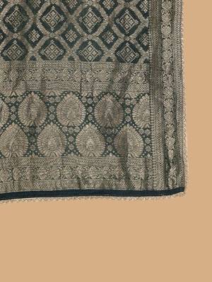 Floral Embroidered Thread Work Pure Silk Straight Kurta With Trousers & Dupatta 4