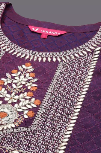 Geometric Woven Design Thread and Zari Work Straight Kurta with Trousers & Dupatta