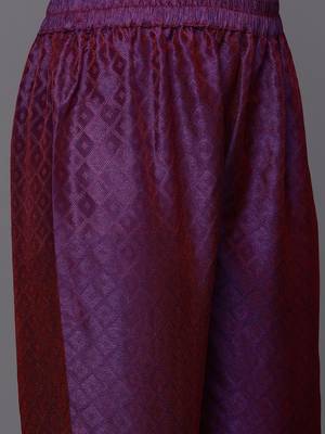 Geometric Woven Design Thread and Zari Work Straight Kurta with Trousers & Dupatta 3