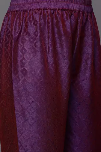 Geometric Woven Design Thread and Zari Work Straight Kurta with Trousers & Dupatta