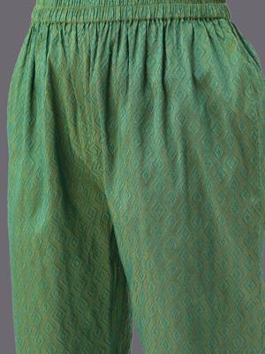 Geometric Woven Design Thread Work Straight Kurta With Trousers & Dupatta 3