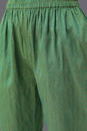 Geometric Woven Design Thread Work Straight Kurta With Trousers & Dupatta