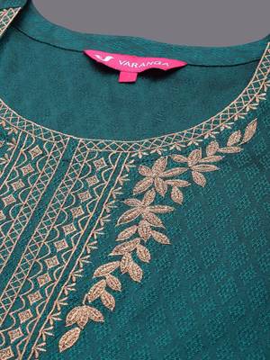 Ethnic Motifs Zari Embroidered Yoke Kurta & Trousers With Dupatta 2