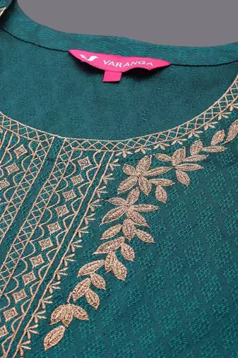 Ethnic Motifs Zari Embroidered Yoke Kurta & Trousers With Dupatta