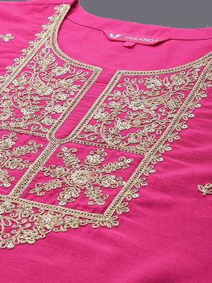 Zari Embroidered Sequinned Kurta & Trousers With Dupatta 2