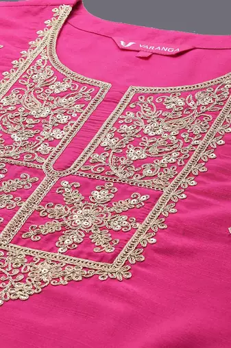 Zari Embroidered Sequinned Kurta & Trousers With Dupatta