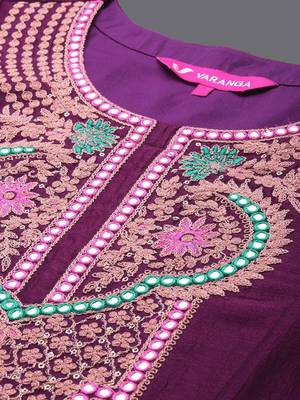 Thread & Zari Embroidered A-Line Kurta & Trousers With Dupatta 2