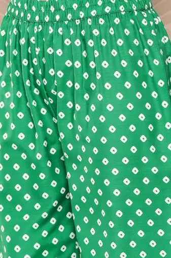 Bandhani Printed Lace Detailed Straight Kurta with Trousers and Dupatta