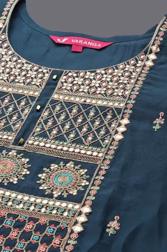 Ethnic Motifs Embroidered Straight Kurta & Trousers With Dupatta