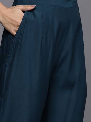 Ethnic Motifs Embroidered Straight Kurta & Trousers With Dupatta 3