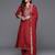 Embroidered Mandarin Collar Straight Kurta & Trousers With Dupatta