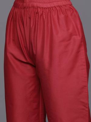 Embroidered Mandarin Collar Straight Kurta & Trousers With Dupatta 3