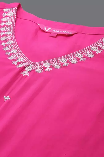 Floral Embroidered V-Neck Flared Sleeves Straight Kurta With Trousers & Dupatta