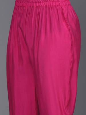 Floral Embroidered V-Neck Flared Sleeves Straight Kurta With Trousers & Dupatta 3