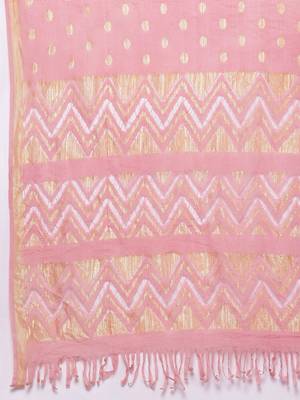 Women Woven Design Gotta Patti Kurta with Trousers & With Dupatta 5
