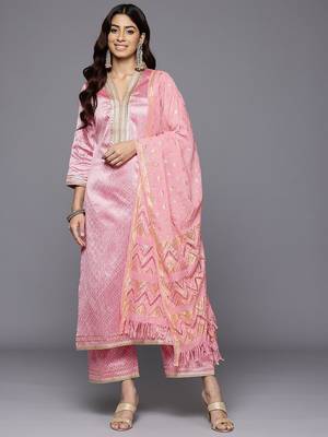 Women Woven Design Gotta Patti Kurta with Trousers & With Dupatta 1