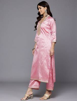 Women Woven Design Gotta Patti Kurta with Trousers & With Dupatta 6