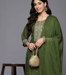Embroidered Sequinned Kurta With Trousers & Dupatta
