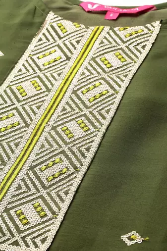 Embroidered Sequinned Kurta With Trousers & Dupatta