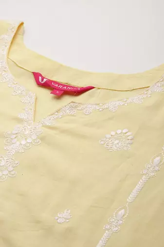 Ethnic Motifs Embroidered Thread Work Pure Cotton Kurta With Trousers & Dupatta