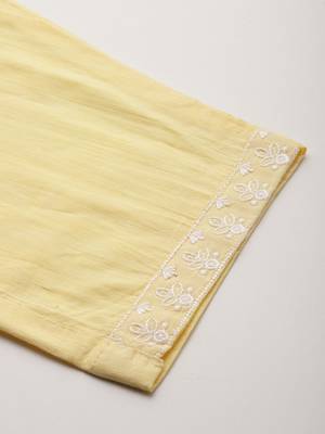 Ethnic Motifs Embroidered Thread Work Pure Cotton Kurta With Trousers & Dupatta 9