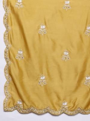 Floral Embroidered Thread Work Kurta With Trousers & Dupatta 4