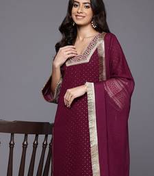 Women Gotta Patti Embroidered Silk Georgette Kurta with Trousers & Dupatta