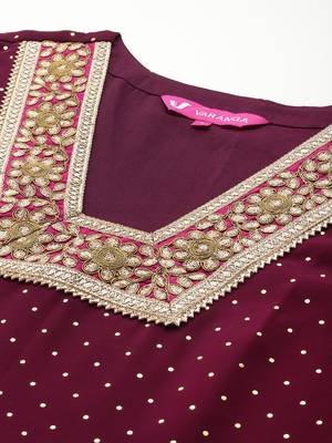 Women Gotta Patti Embroidered Silk Georgette Kurta with Trousers & Dupatta 3