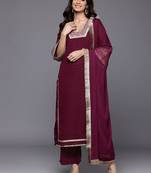 Women Gotta Patti Embroidered Silk Georgette Kurta with Trousers & Dupatta