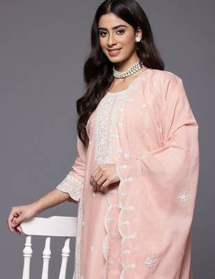 Women Embroidered Pure Cotton Kurta with Trousers & Dupatta 2